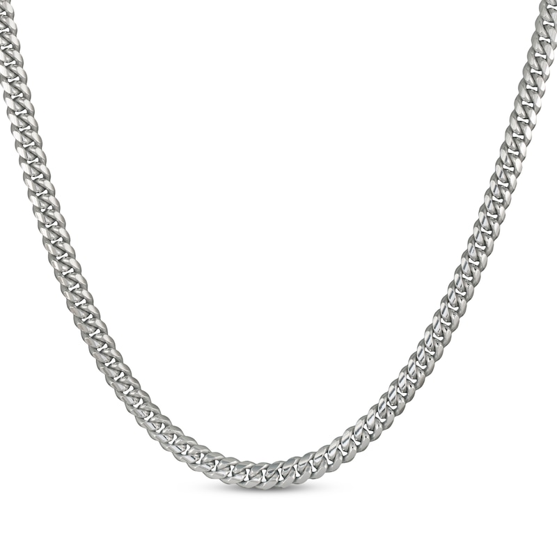 Solid Cuban Curb Chain Necklace 6.4mm Sterling Silver 24"