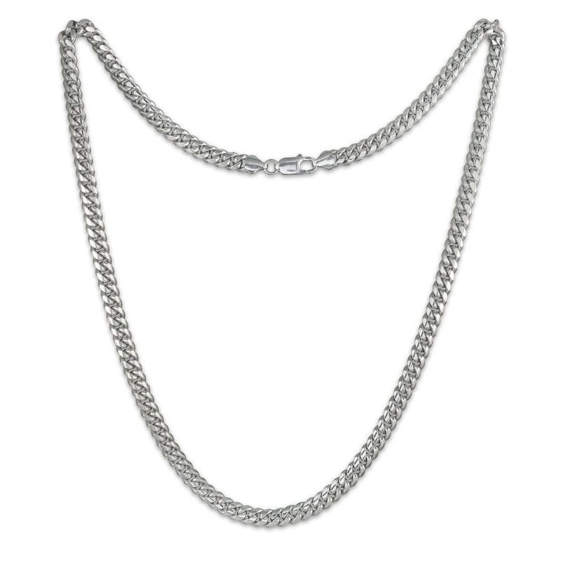 Solid Cuban Curb Chain Necklace 6.4mm Sterling Silver 24"