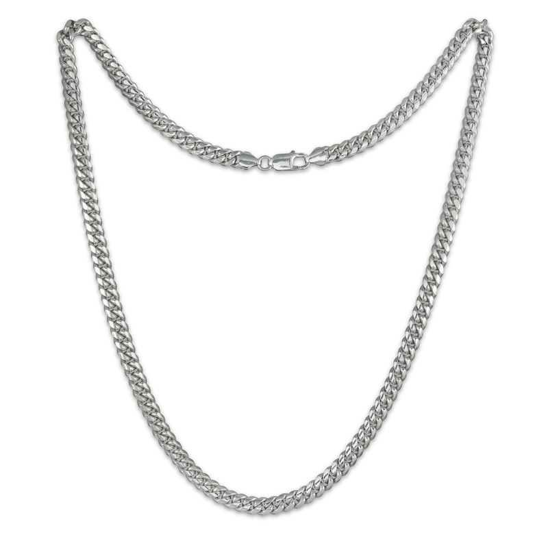 Main Image 2 of Cuban Curb Chain Necklace 6.4mm Solid Sterling Silver 24&quot;
