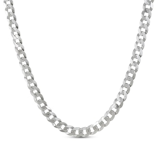Flat Curb Chain Necklace 5.9mm Solid Sterling Silver 20"
