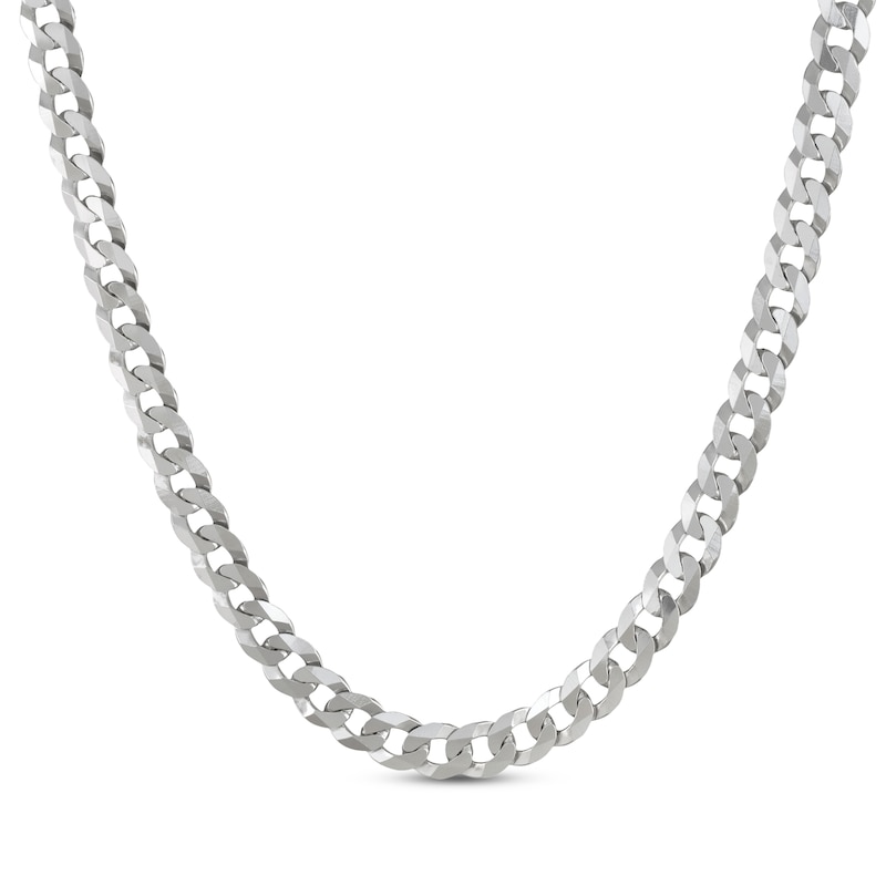 Solid Flat Curb Chain Necklace 5.9mm Sterling Silver 20"