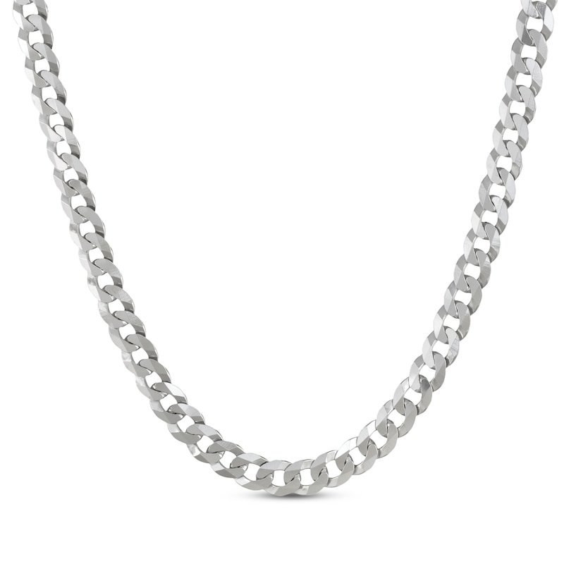Main Image 1 of Flat Curb Chain Necklace 5.9mm Solid Sterling Silver 20&quot;