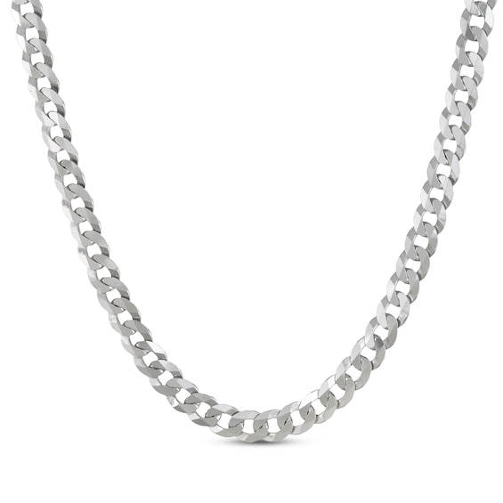 Solid Flat Curb Chain Necklace 5.9mm Sterling Silver 24"