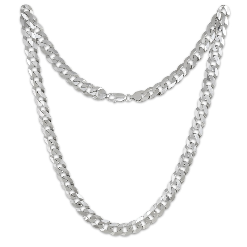 Main Image 1 of Flat Curb Chain Necklace 6.7mm Solid Sterling Silver 22&quot;