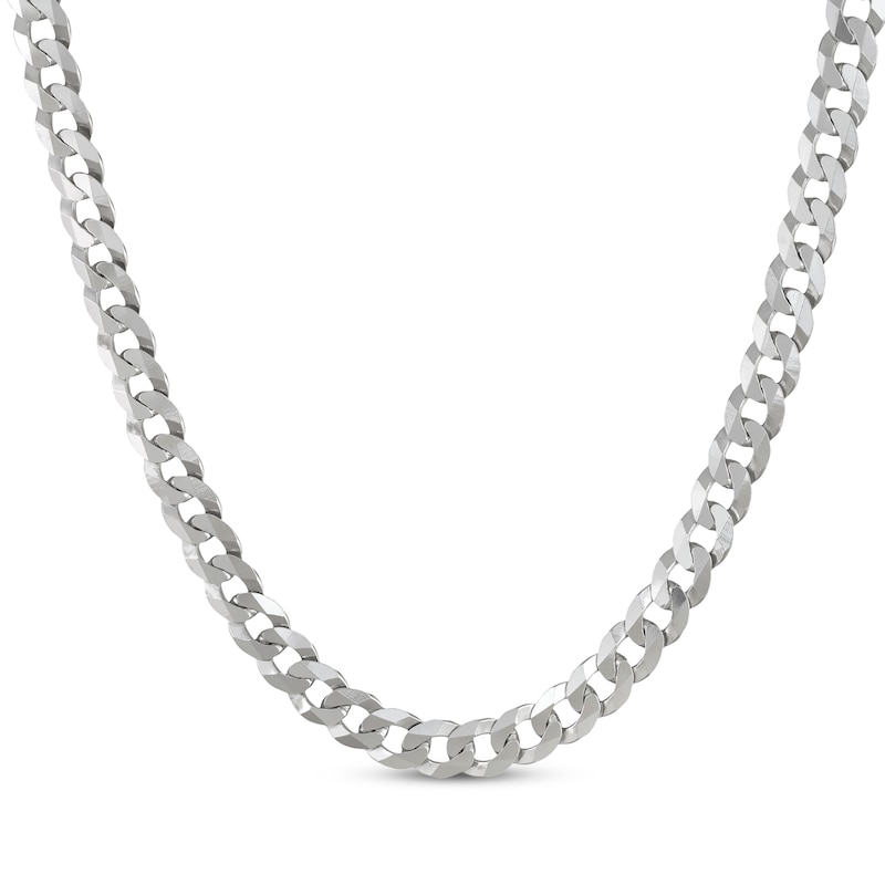 Main Image 2 of Flat Curb Chain Necklace 6.7mm Solid Sterling Silver 22&quot;