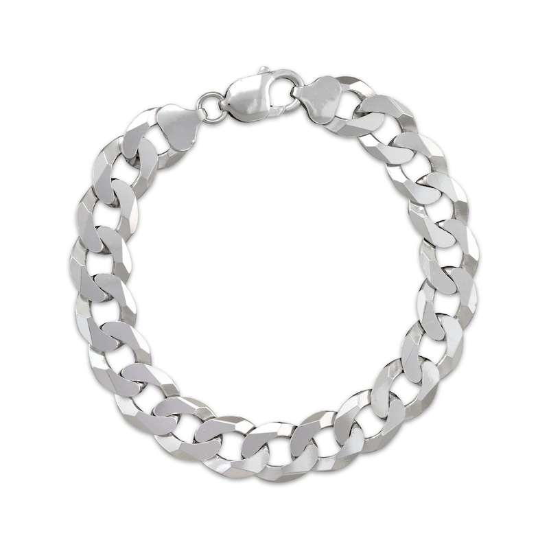 Solid Flat Curb Chain Bracelet 12.2mm Sterling Silver 8.5"