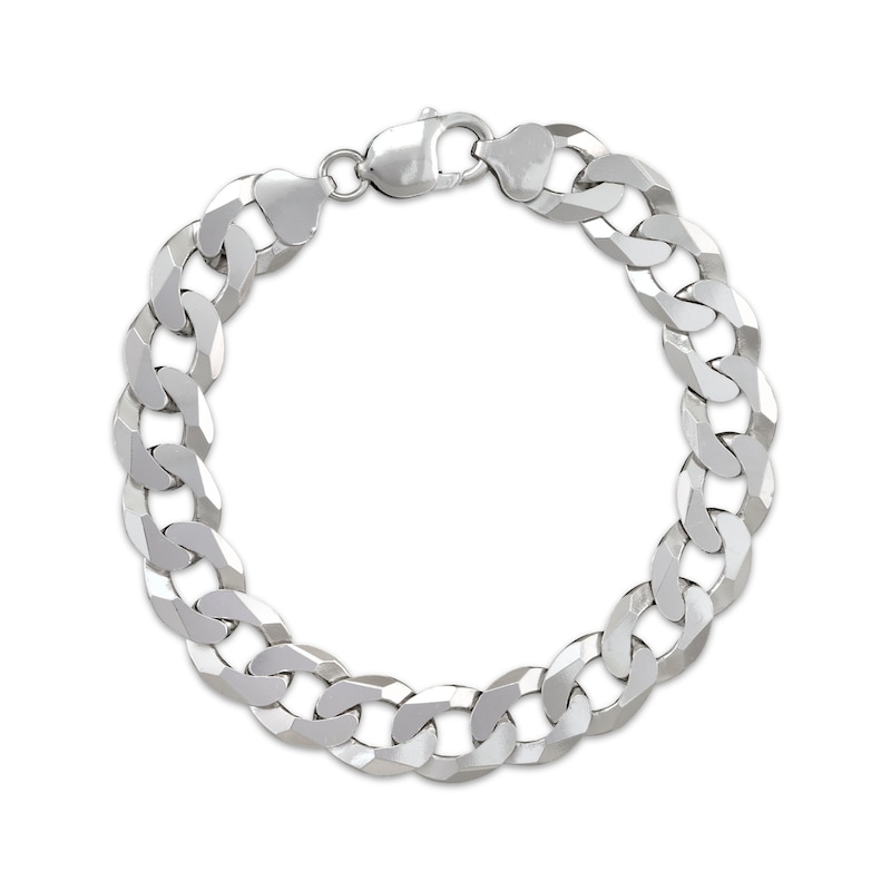 Main Image 1 of Flat Curb Chain Bracelet 12.2mm Solid Sterling Silver 8.5&quot;