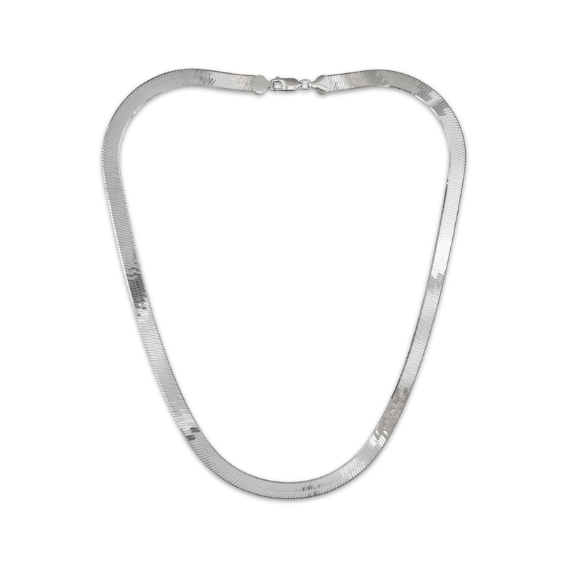 Solid Herringbone Chain Necklace 5.4mm Sterling Silver 18"