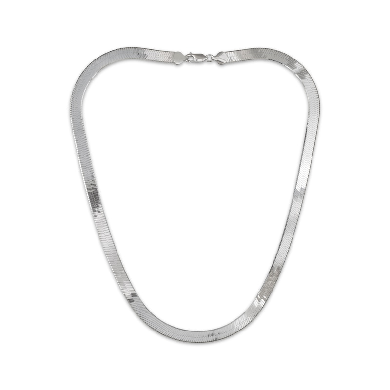 Main Image 1 of Herringbone Chain Necklace 5.4mm Solid Sterling Silver 18&quot;