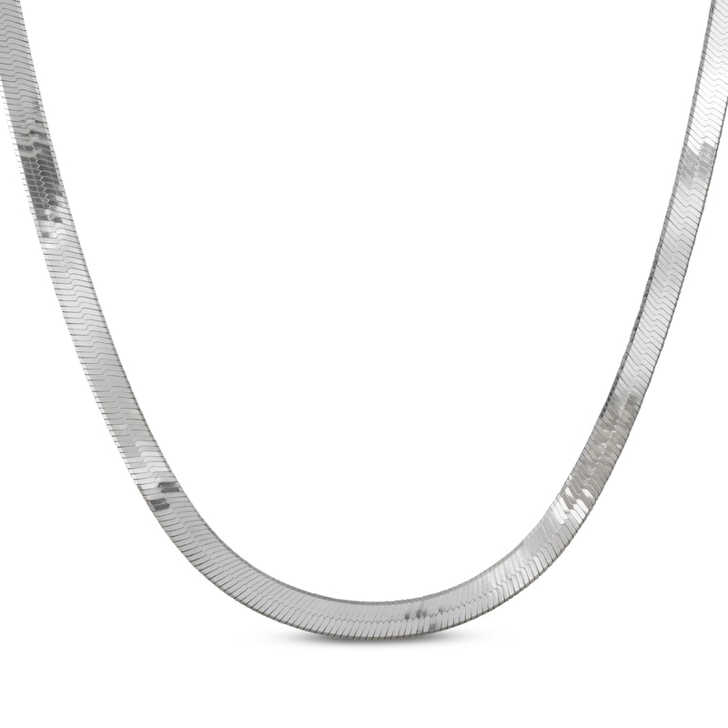 Solid Herringbone Chain Necklace 5.4mm Sterling Silver 18"