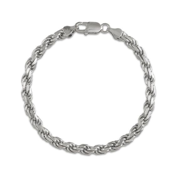 Diamond-Cut Rope Chain Bracelet 4.3mm Solid Sterling Silver 8.5"