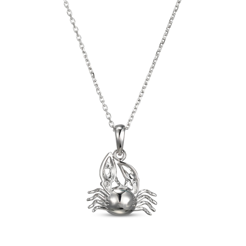 Main Image 3 of Cultured Pearl & White Lab-Created Sapphire Crab Necklace Sterling Silver 18&quot;