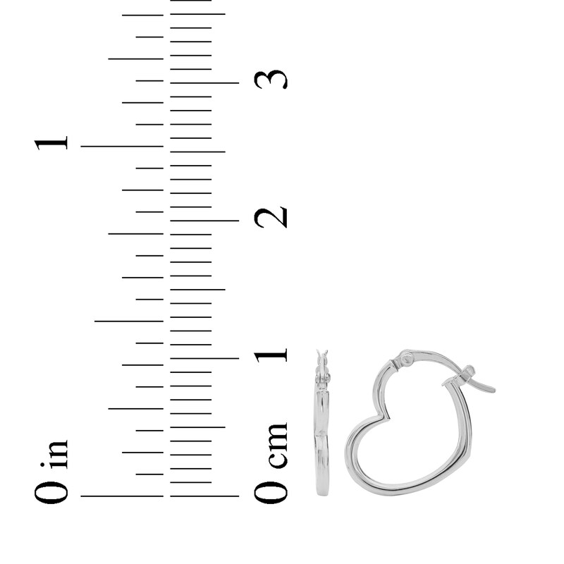 Main Image 3 of Heart-Shaped Hoop Earrings Sterling Silver