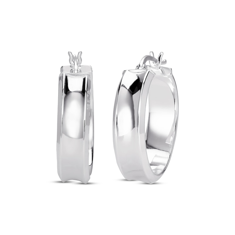 Main Image 1 of Concave Hoop Earrings Sterling Silver 25.7mm