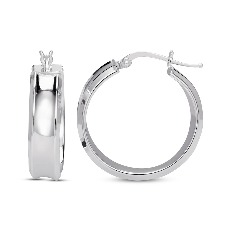 Main Image 3 of Concave Hoop Earrings Sterling Silver 25.7mm