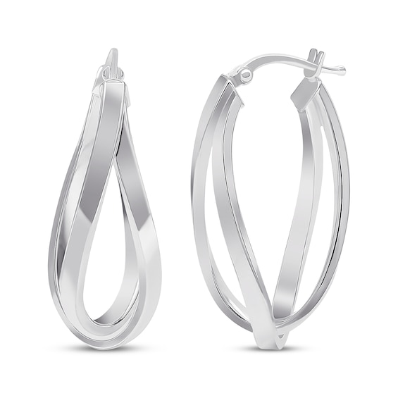 Double Oval Hoop Earrings Sterling Silver