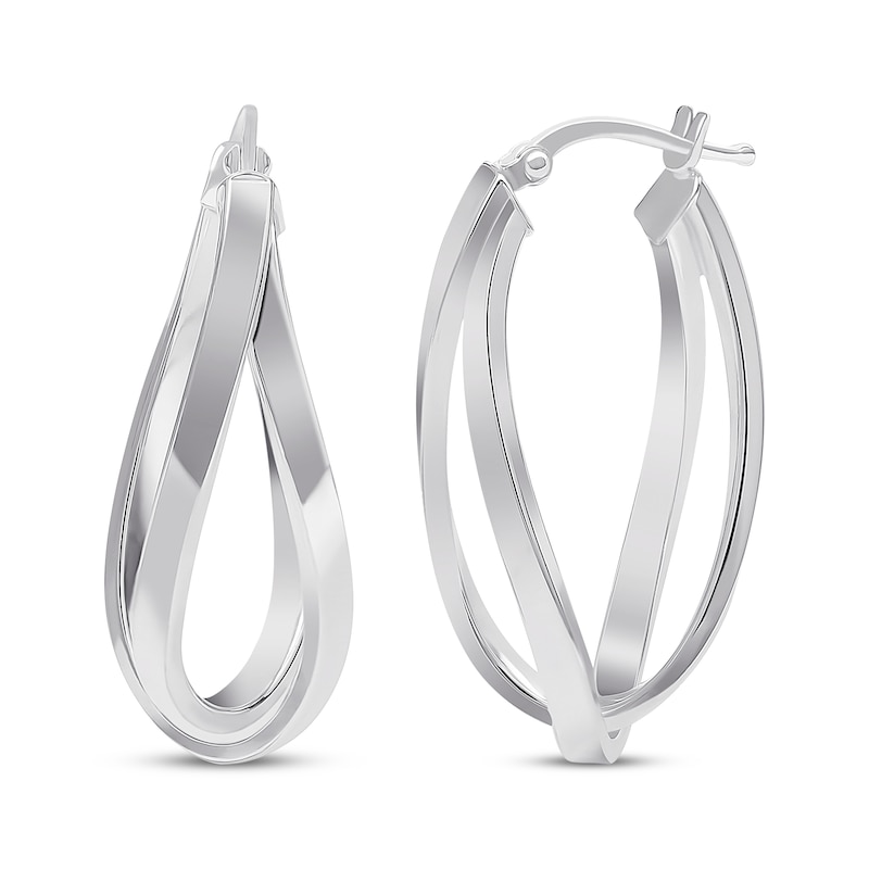 Main Image 1 of Double Oval Hoop Earrings Sterling Silver