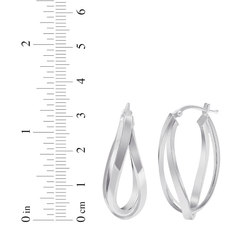 Main Image 3 of Double Oval Hoop Earrings Sterling Silver