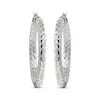 Thumbnail Image 2 of Hammered Diamond-Cut Tube Hoop Earrings Sterling Silver 38mm