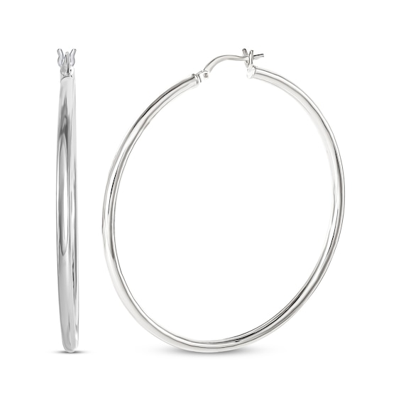 Tube Hoop Earrings Sterling Silver 50.5mm