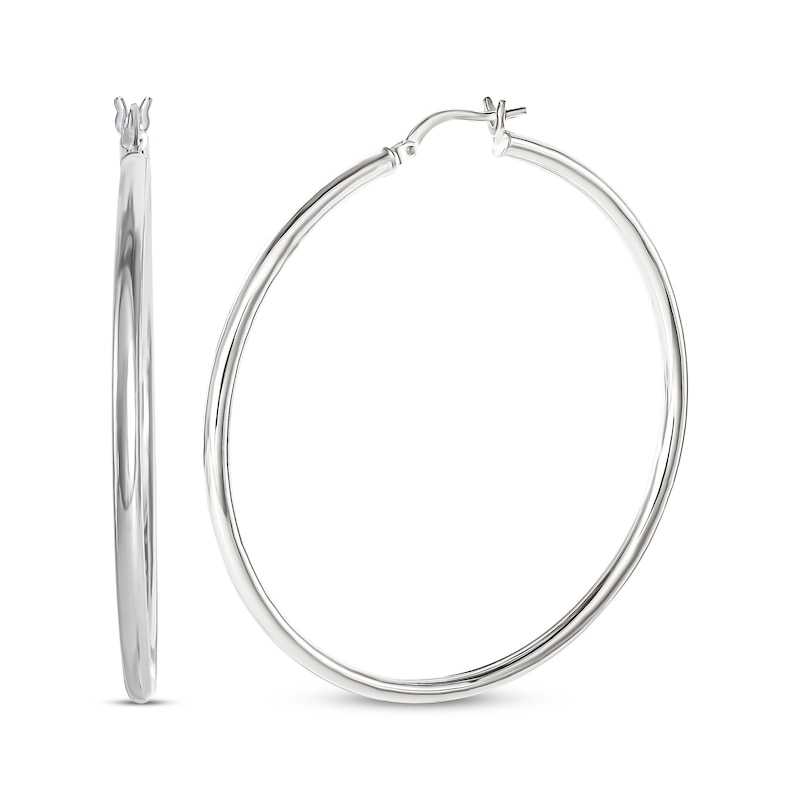 Main Image 1 of Tube Hoop Earrings Sterling Silver 50.5mm