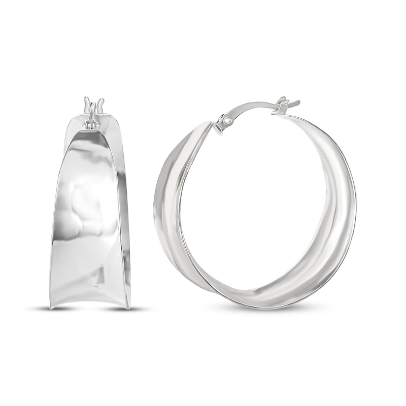 Concave Wide Hoop Earrings Sterling Silver 32.3mm