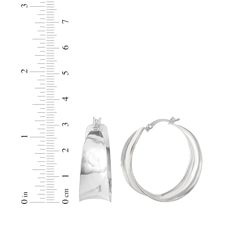 Concave Wide Hoop Earrings Sterling Silver 32.3mm