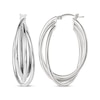 Thumbnail Image 1 of Three-Row Crossover Oval Tube Hoop Earrings Sterling Silver