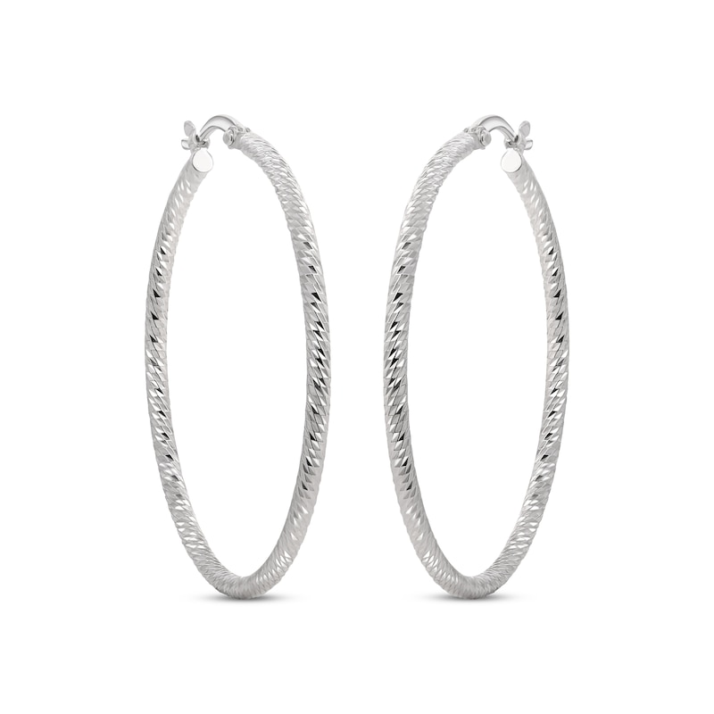 Diamond-Cut Twist Hoop Earrings Sterling Silver 38.3mm