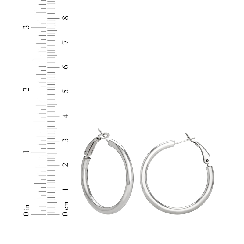Main Image 3 of Polished Round Tube Hoop Earrings Sterling Silver 31.75mm