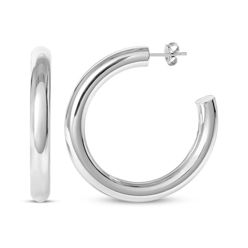 Tube Hoop Earrings Sterling Silver 38mm Kay
