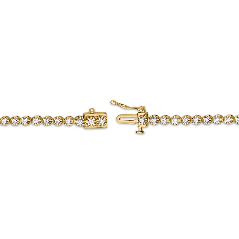 Main Image 3 of Diamond Tennis Bracelet 1 ct tw Round-cut 10K Yellow Gold 7&quot;