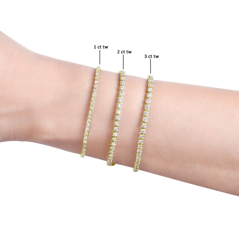 Main Image 8 of Diamond Tennis Bracelet 1 ct tw Round-cut 10K Yellow Gold 7&quot;