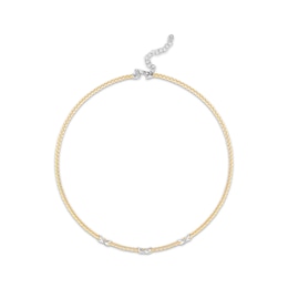 Braided X-Link Necklace Sterling Silver & 14K Yellow Gold Plate 18"