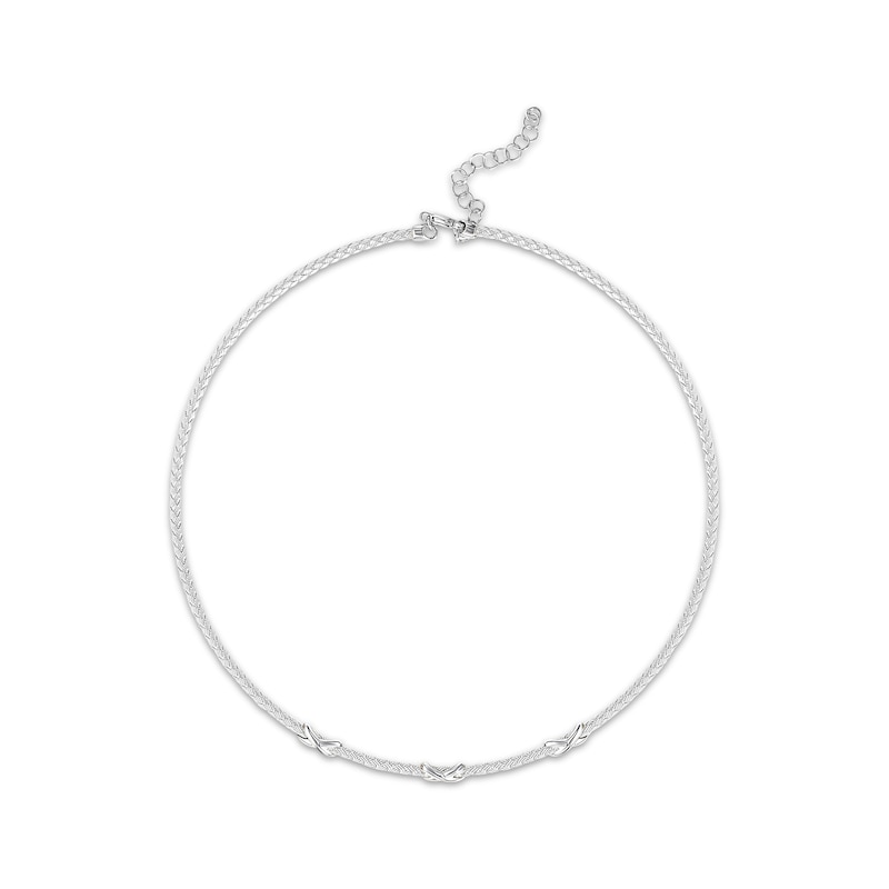 Main Image 1 of Braided X-Link Necklace Sterling Silver 18&quot;