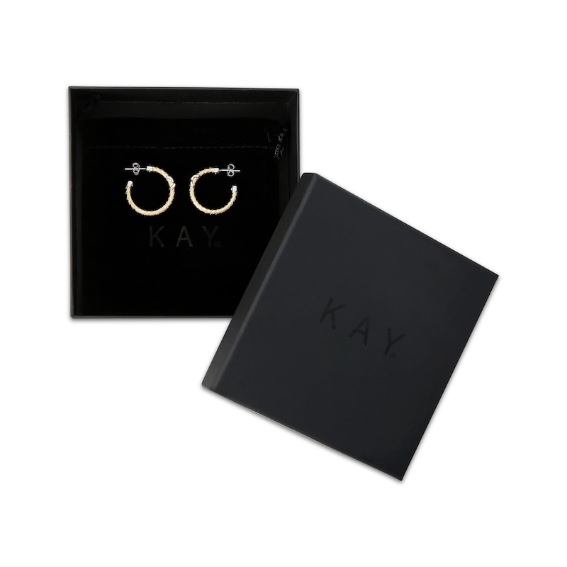 Main Image 4 of Braided Cuff Hoop Earrings 30mm Sterling Silver & 14K Yellow Gold Plate