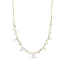 Diamond Trios Drop Necklace 1/2 ct tw 10K Yellow Gold 18"