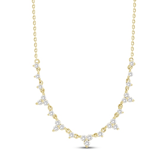 Diamond Trios Drop Necklace 1/2 ct tw 10K Yellow Gold 18"