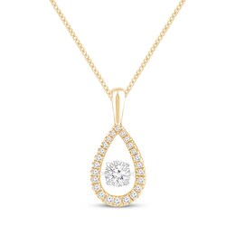 Unstoppable Love Diamond Teardrop Frame Necklace 1/2 ct tw 10K Yellow Gold 19"