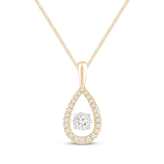 Unstoppable Love Diamond Teardrop Frame Necklace 1/2 ct tw 10K Yellow Gold 19"
