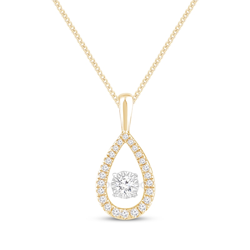 Main Image 1 of Unstoppable Love Diamond Teardrop Frame Necklace 1/2 ct tw 10K Yellow Gold 19&quot;