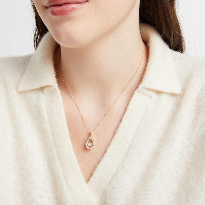 Main Image 2 of Unstoppable Love Diamond Teardrop Frame Necklace 1/2 ct tw 10K Yellow Gold 19&quot;