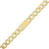Thumbnail Image 1 of Semi-Solid Curb Chain Greek Key Station Bracelet 10K Yellow Gold 7.5"