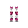Thumbnail Image 2 of Lab-created Ruby & White Lab-Created Sapphire Hoop Earrings Sterling Silver