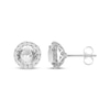 Thumbnail Image 1 of Fire-Cut White Lab-Created Sapphire Halo Stud Earrings Sterling Silver