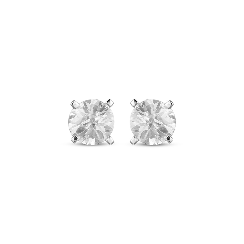 Main Image 2 of Round-Cut White Lab-Created Sapphire Solitaire Stud Earrings Sterling Silver