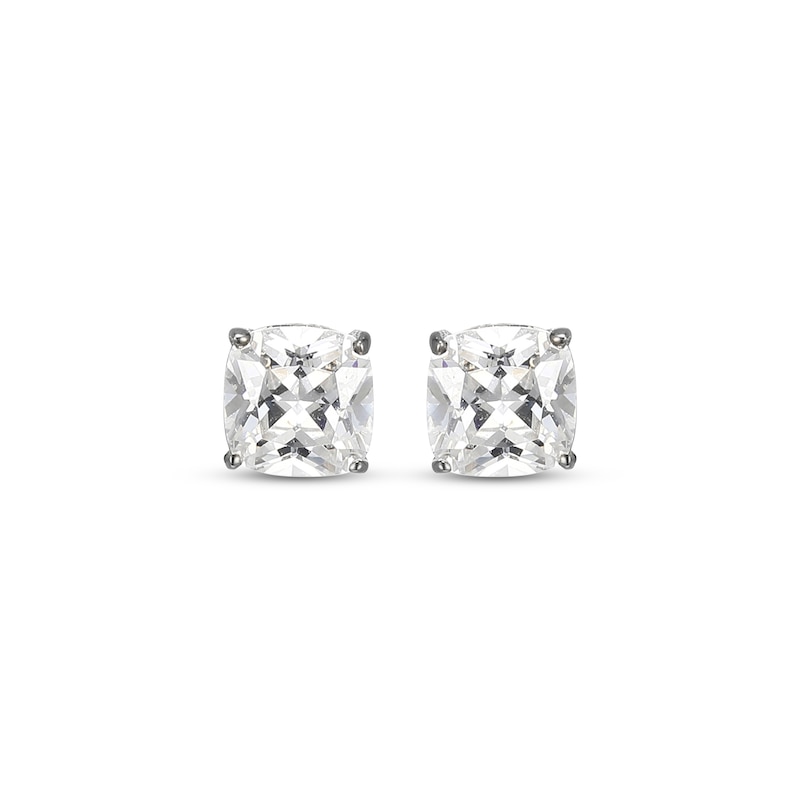 Main Image 2 of Cushion-Cut White Lab-Created Sapphire Solitaire Stud Earrings Sterling Silver