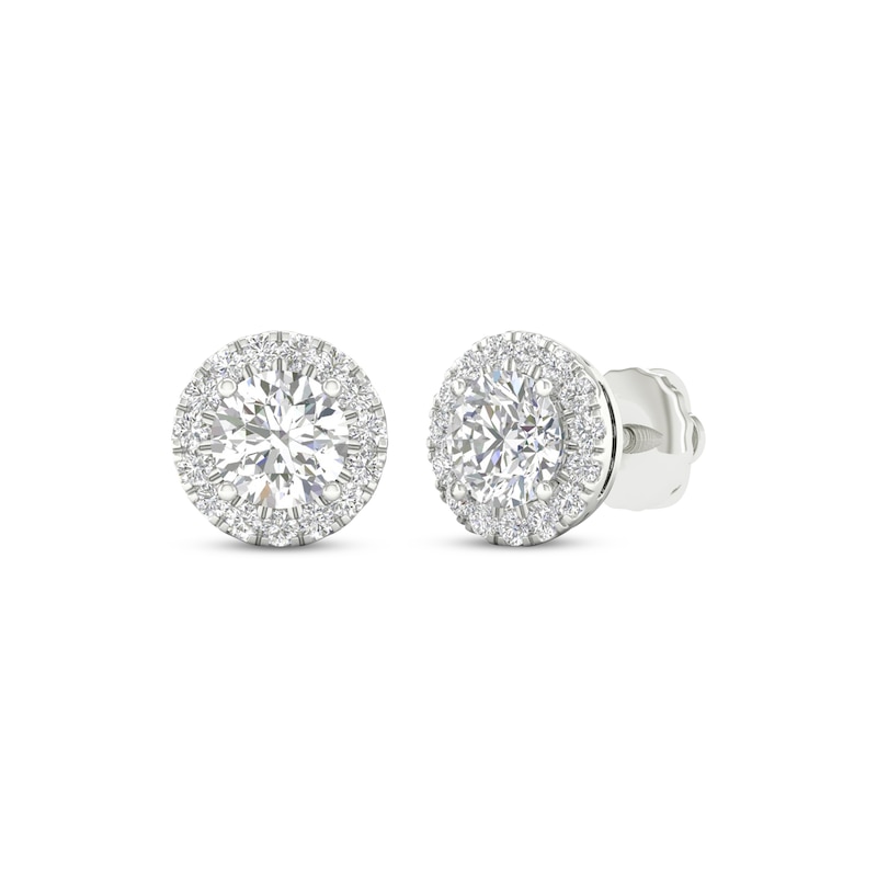 Main Image 1 of KAY Lab-Grown Diamonds Halo Stud Earrings 1-1/2 ct tw 14K White Gold (F/SI2)