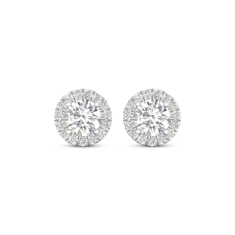 Main Image 2 of KAY Lab-Grown Diamonds Halo Stud Earrings 1-1/2 ct tw 14K White Gold (F/SI2)