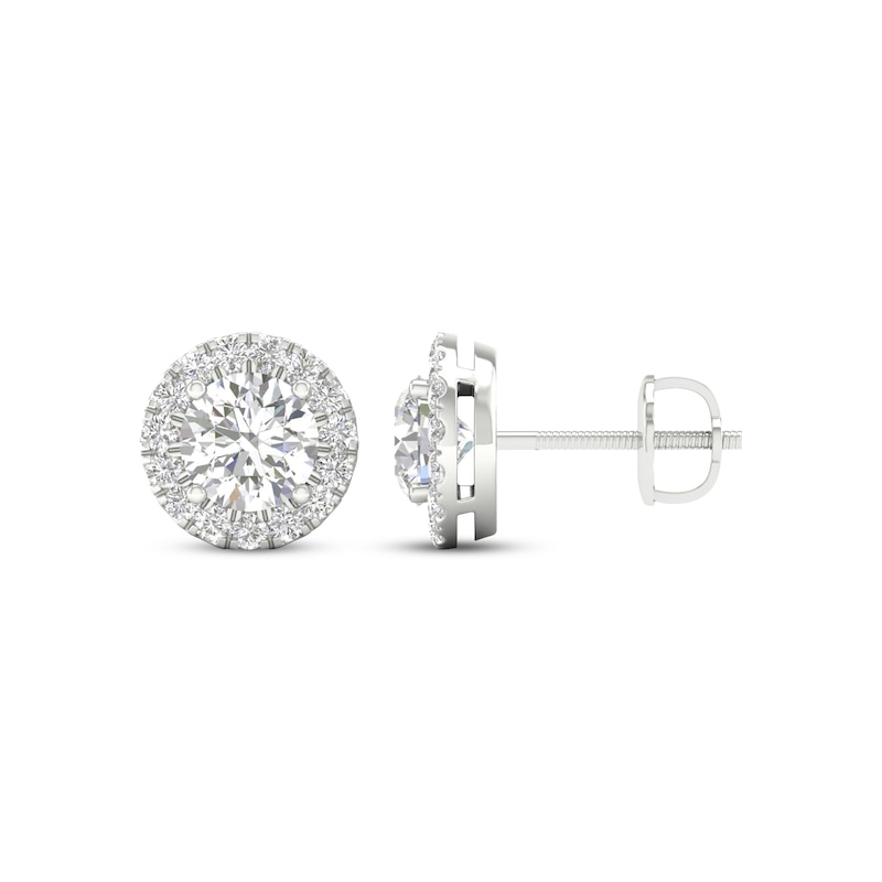 Main Image 3 of KAY Lab-Grown Diamonds Halo Stud Earrings 1-1/2 ct tw 14K White Gold (F/SI2)